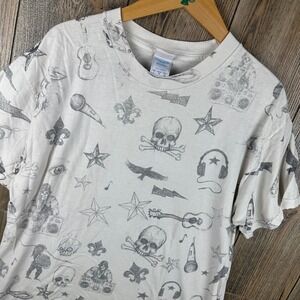 Tennessee River Y2K Men All Over Print Skull Boombox Graphic T-Shirt White Large